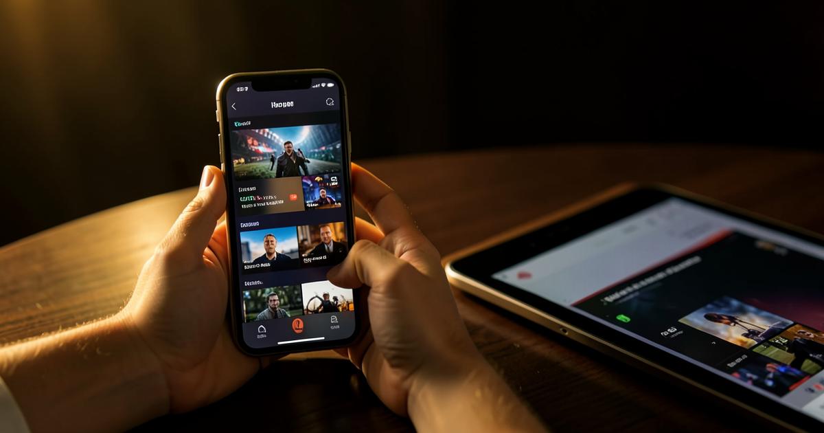 iPhone e iPad exibindo o aplicativo de IPTV com a grade de canais